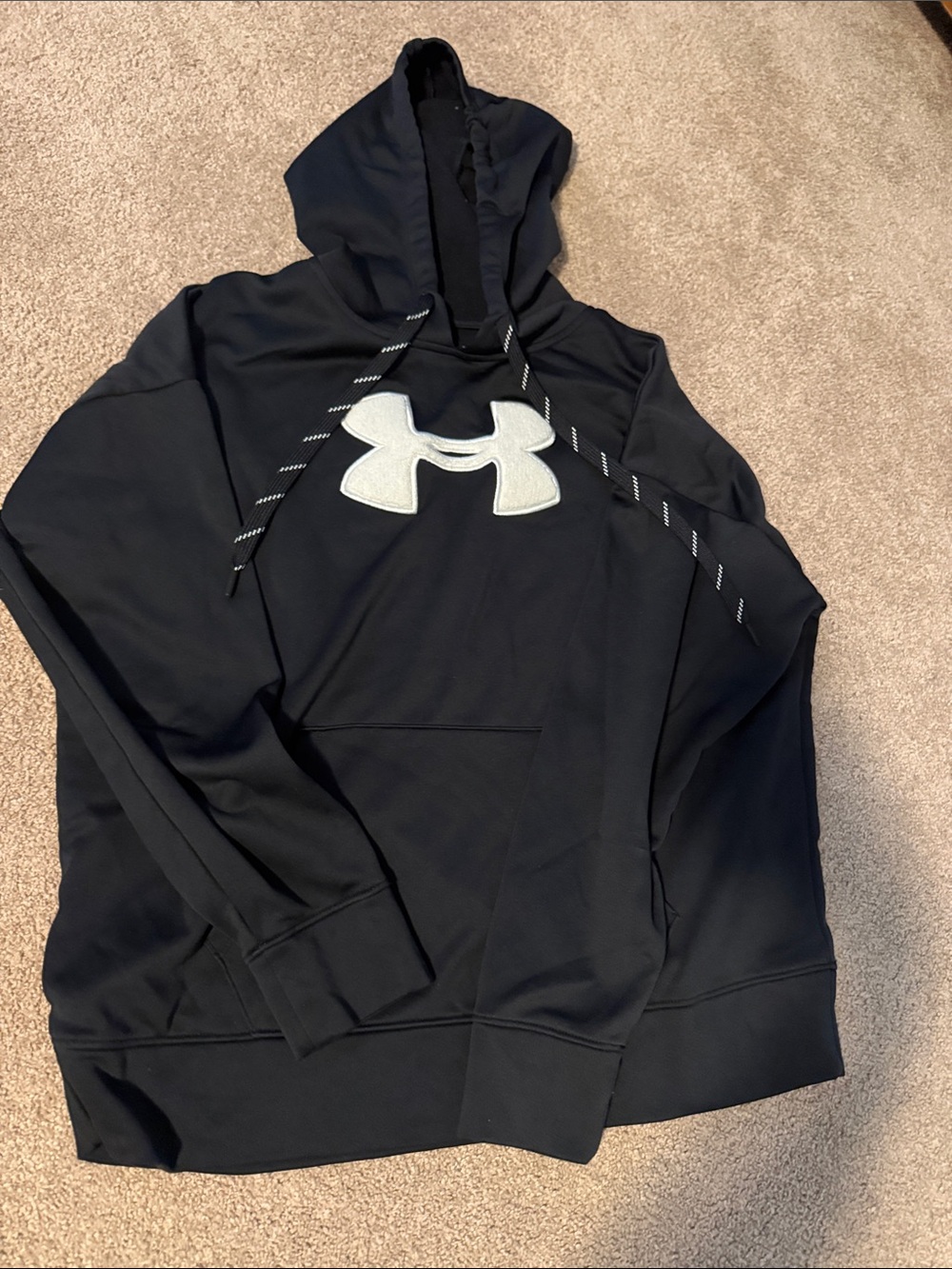 Under Armour Black Pullover cold Gear Hoodie with White Logo